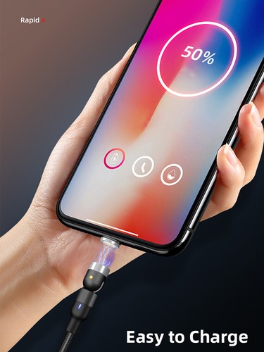 Fast charging 3A 540 rotation LED 3 in 1 Usb Magnetic Charger Iphone/Android - Picture 5 of 10
