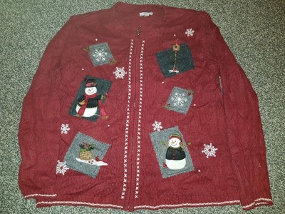 Wunderschöner Schneemann Schneeflocke, Weihnachtsmann Festlich Silvester Pullover Strickjacke