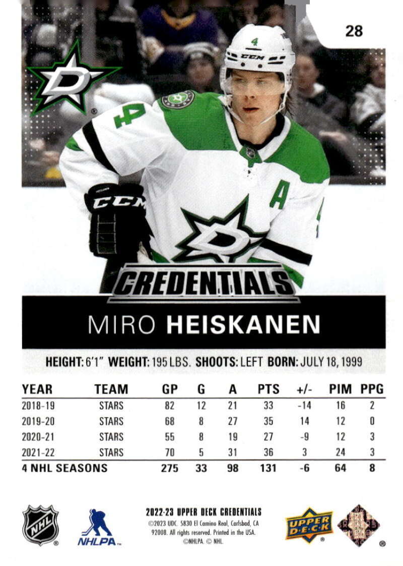 MIRO HEISKANEN 2022-23 Upper Deck Credentials #28 NHL Stars ID