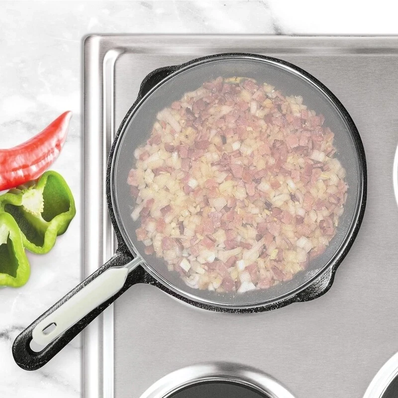 Tela de respingos para frigideira de aço inoxidável malha fina protetor de respingos de graxa - Imagem 4 de 4