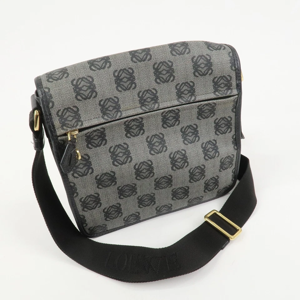 LOEWE Repeat Anagram PVC Leather Shoulder Bag Crossbody Bag Black Auth Used F/S - Image 4 of 4