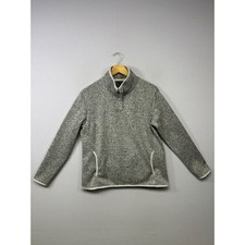 Gorpcore Outdoor Eddie Bauer Womens Large Grey Marl Fleece Snap Pullover Sweater