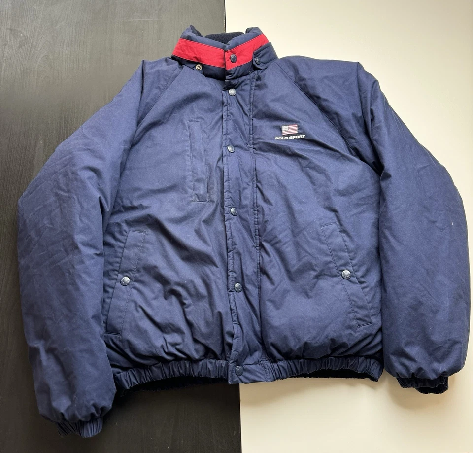 Chaqueta Polo Sport Ralph Lauren Para Hombre Vintage Años 90 Plumón Puffer Azul Marino Talla M Foto 2 de 4