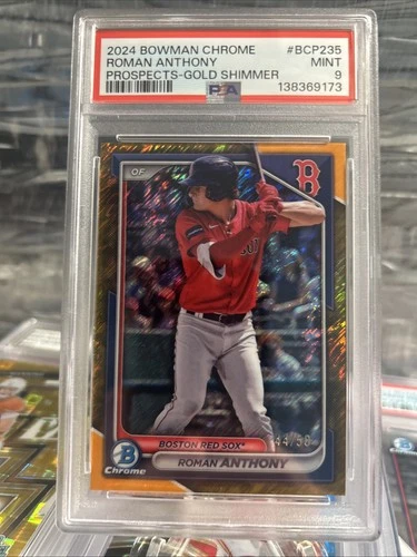 2024 Bowman Chrome Gold Shimmer Refractor #44/50 Roman Anthony PSA 9🔥🔥