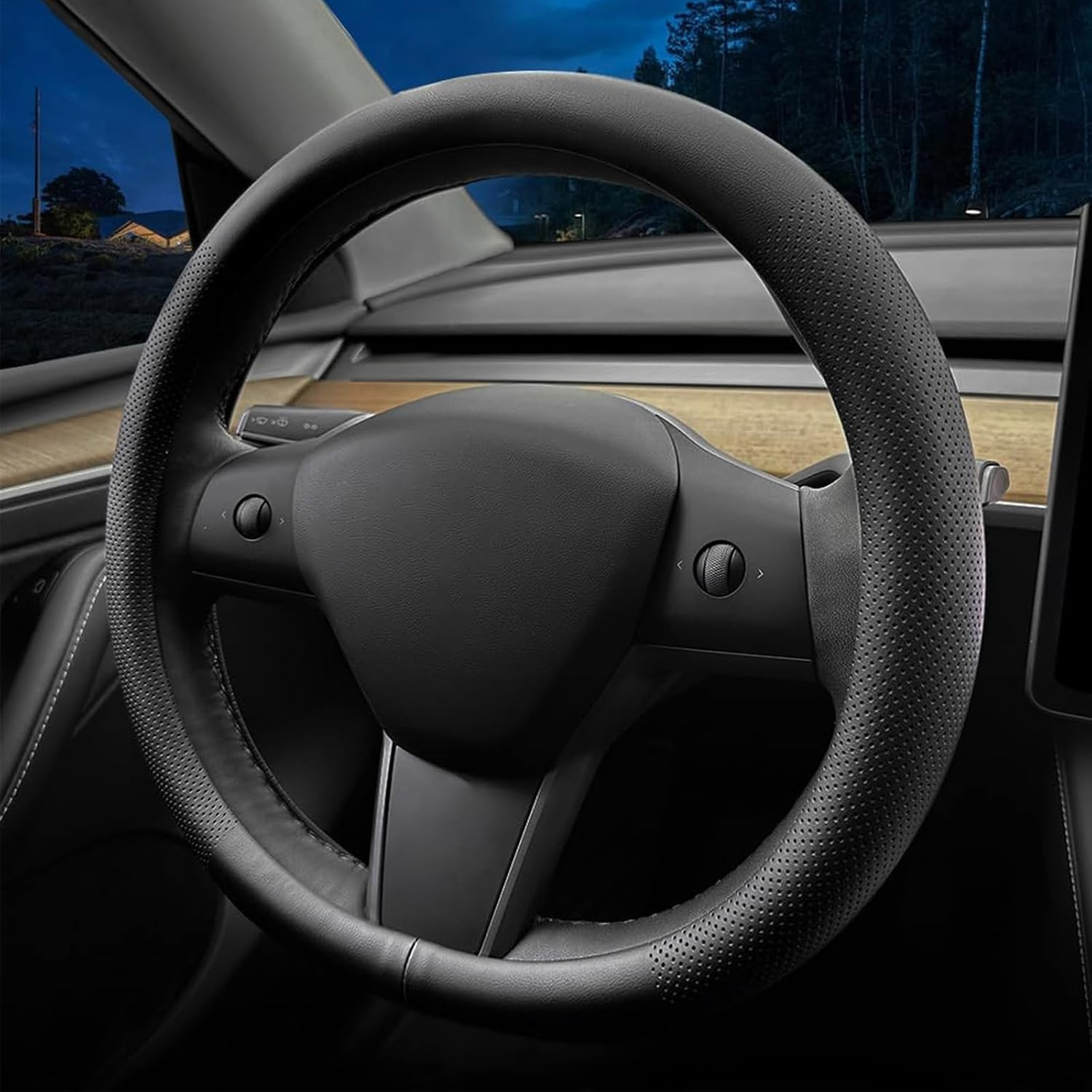 Nappa Leather Steering Wheel Cover for Tesla Model 3/Y 2016–2026 Juniper/Highlan