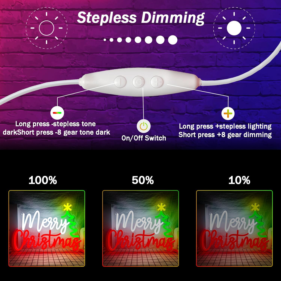 Merry Christmas Y'all Neon Sign LED Christmas Dimmable Light Sign For Wall - View #6