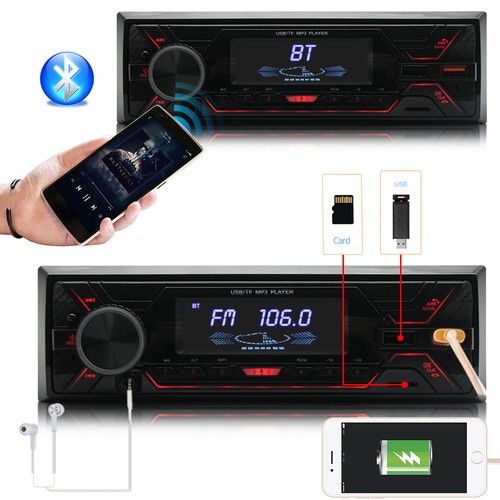 Autoradio mit Bluetooth BT Freisprech 7Farben 1DIN MP3 Player USB SD Aux FM CD - Bild 5 von 14