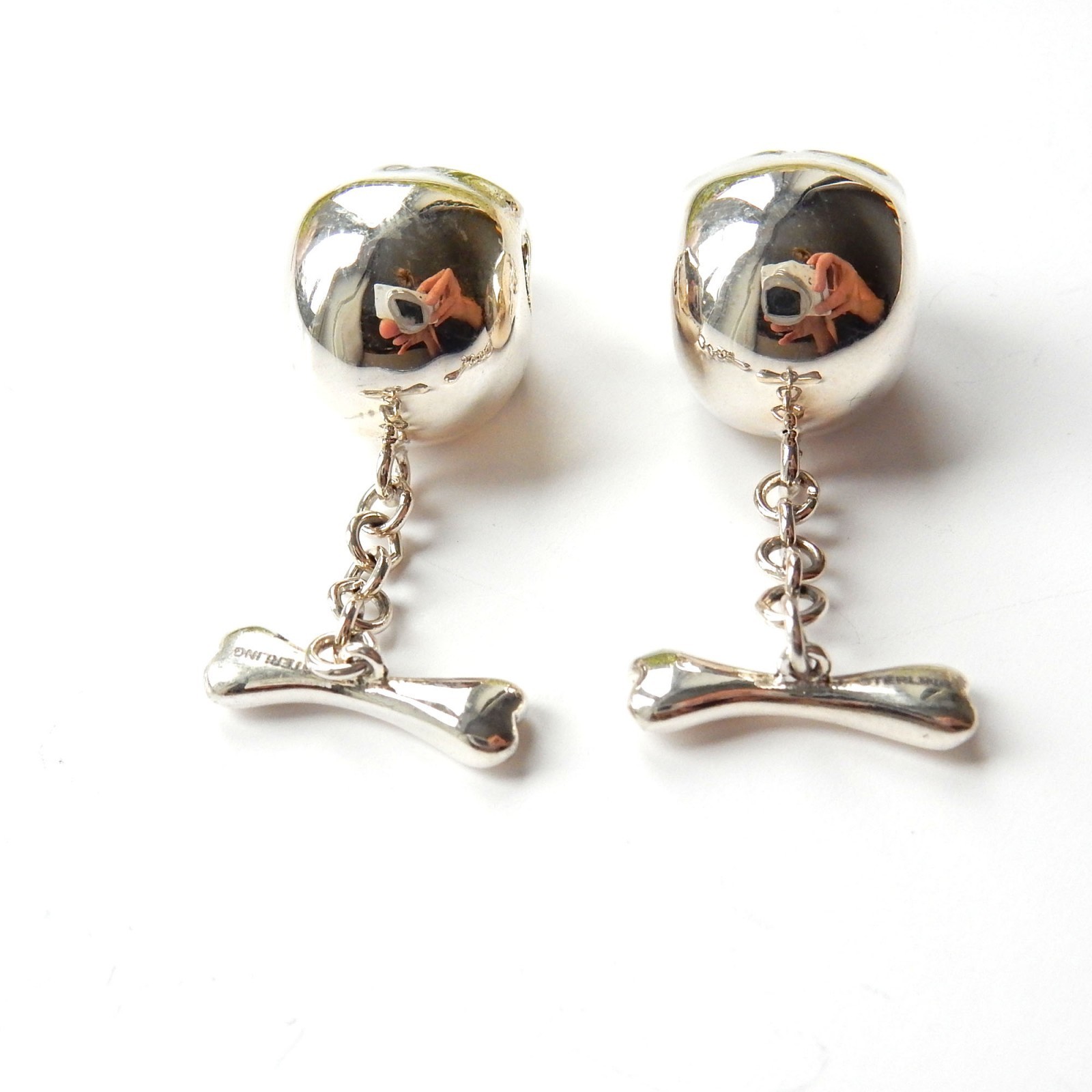 Sterling Silver Ruby Skull & Bone Cufflinks - image 6