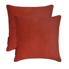 Dark Rust Velvet Throw Pillow Covers, 16"x16" (Pack of 2)-Dark Rust Velvet