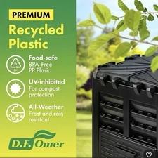 Garden Composter Bin Recycled Plastic 95 Gallon Easy Assembly Outdoor Composting
