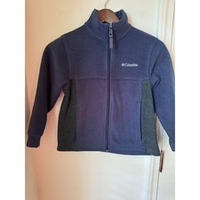 Columbia Kids Navy Blue Charcoal Grey Full Zip Fleece Jacket Size 8