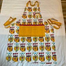 OWLS Apron MU Kitchen NEW Apron Owls Whimsical Adjustable Cotton Pockets