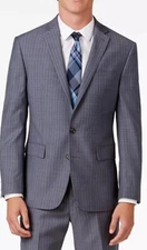 Men's SUIT JACKET BLAZER SPORT COAT RYAN SEACREST GRAY WOOL plaid 38 Long NWT