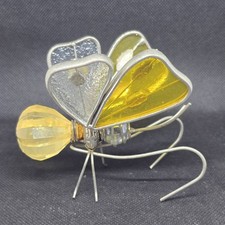 Handmade Stained Glass Butterfly Suncatcher Statue W/Moving Wings Vintage