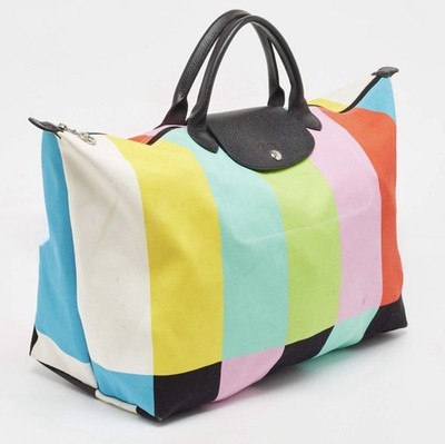 Jeremy Scott × longchamp アーカイブ　バッグ New Longchamp x Jeremy Scott Multicolor Striped Fabric Le Pliage