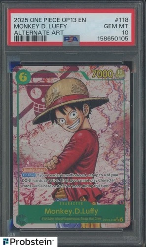 2025 One Piece OP13 EN #118 Monkey.D.Luffy ALT ART PSA 10 GEM MINT