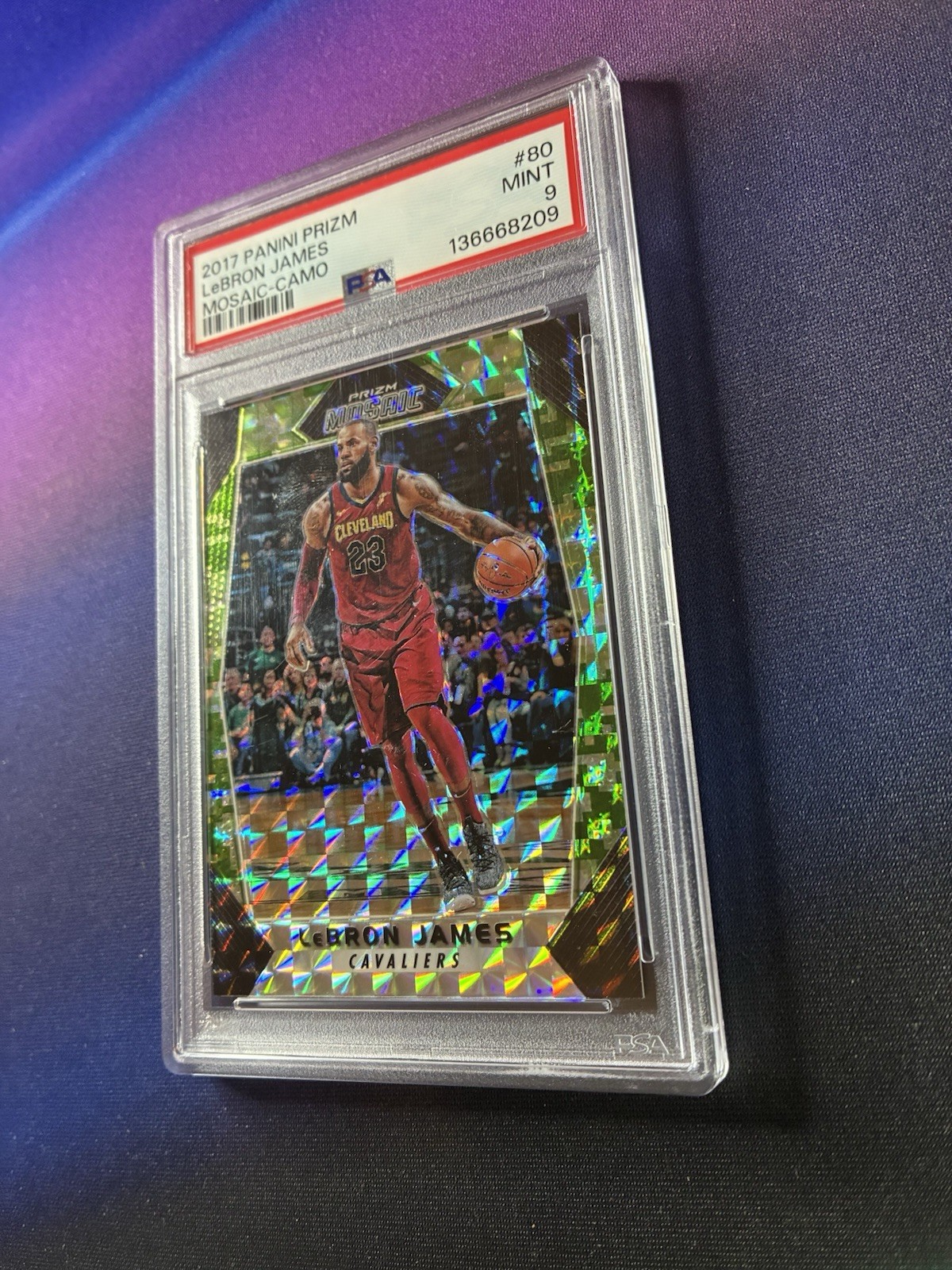 2017-18 PANINI PRIZM MOSAIC LEBRON JAMES CAMO PRIZM #’D /25 PSA 9 POP 7 CAVS view 4