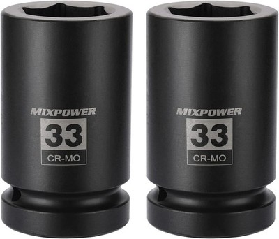 MIXPOWER 2 Pieces 1 Inch Drive Deep Impact Socket, CR-MO, 33mm, 33mm-2pcs set 