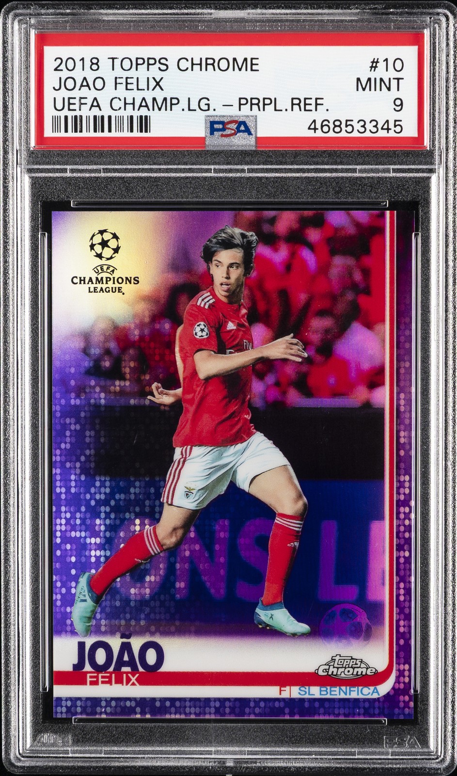 2018 TOPPS CHROME CHAMPIONS LEAGUE PURPLE REFRACTOR #10 JOAO FELIX #/250 PSA 9