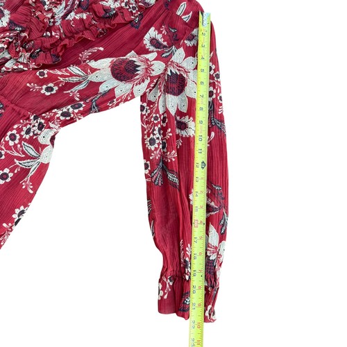 Pagliaccetto tutina Zimmermann Juno stampa floreale misto cotone seta rosso mattone taglia 2 - Foto 6 di 14