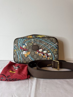 Gucci Belt Bag Donald Duck Print GG Supreme Canvas Beige Disney Used Authentic