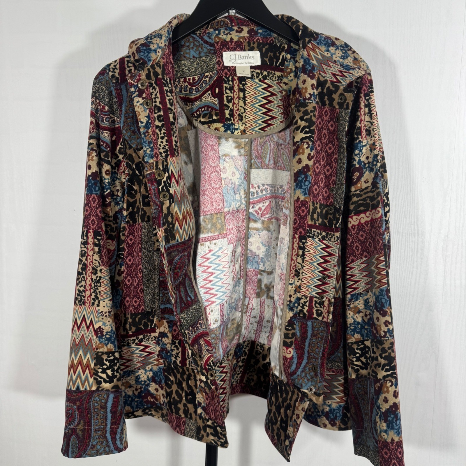 CJ Banks Patchwork Button Front Jacket Blazer Wom… - image 2