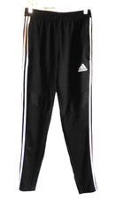 Adidas Aeroready Athletic Pants Womens Size SMALL Black 3 White Stripes EUC