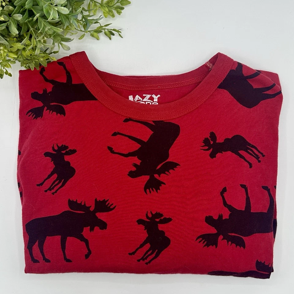 Camisa de noche Lazy One Moose roja negra para dormir talla única algodón cabina rústica Foto 2 de 4