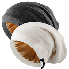 Silk Satin Bonnet Hair Wrap for Sleeping, 2 Pcs Adjustable Bonnets for Women Men