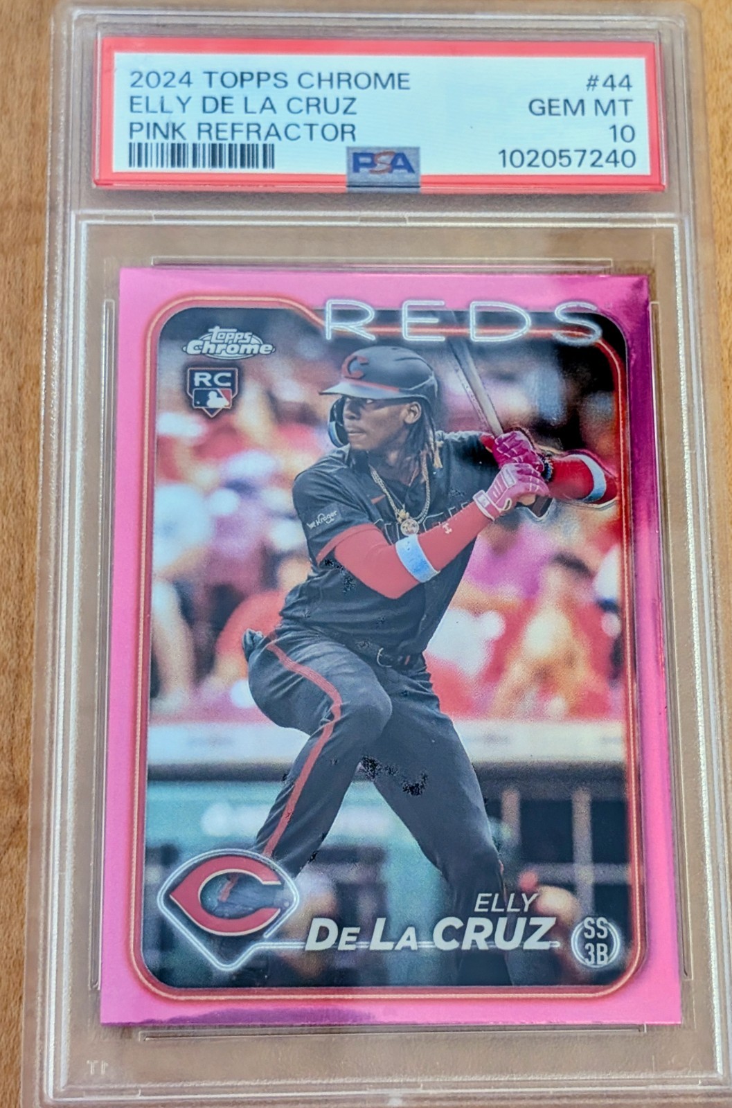 2024 Topps Chrome Elly De La Cruz Rookie #44 Pink Refractor PSA 10 Gem Mint