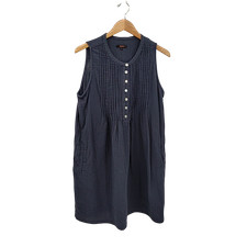 Quince Women 100% Organic Cotton Gauze Sleeveless Swing Dress Indigo XL