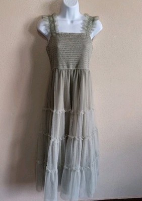 Whispy Soft Green Layered Fairy Dress By Pretty Garden Ruffle Tulle Whimsy Small