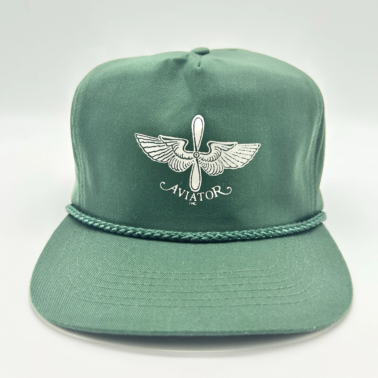 Vintage Aviator Snapback Hat Cap Green Rope San Sun Taiwan