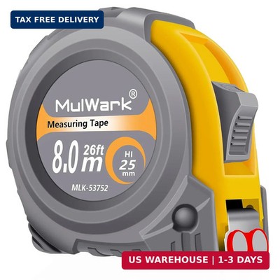 MulWark 25ft Metric Tape Measure, Measuring Tape Retractable, Easy Read Measurem