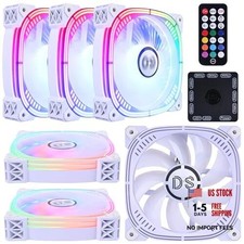 DS Addressable RGB 120MM LED Fans with 6PIN Remote Controller for 6Pack White