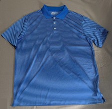 Nike Polo Shirt Mens XL Blue Stripes Dri Fit Golf Polo