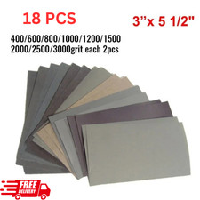 18Pcs Wet and Dry Sand Paper Mixed Assorted Grit 400-3000 Paint Sandpaper Set