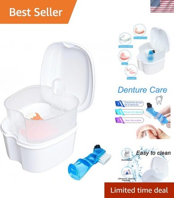 Durable Denture Soaking Container with Quick Dry Design - Hygienic & Portable