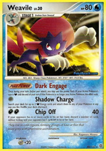 Weavile - 40/132 - Rare LP, English Pokemon Secret Wonders