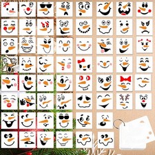 60 PCS Christmas Snowman Face Stencils for Crafts 3 inches x 3 inches, White