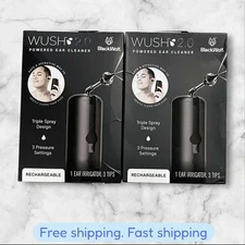 FOR 2 BlackWolf Wush Powered Ear Cleaner Rechargeable B3 Black WUSH1202 NEW