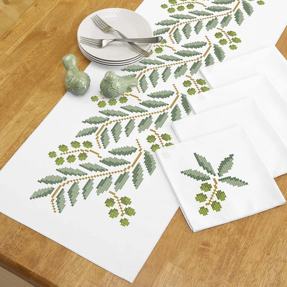 Herrschners® Olive Branch Table Runner & Napkins Stamped Cross-Stitch