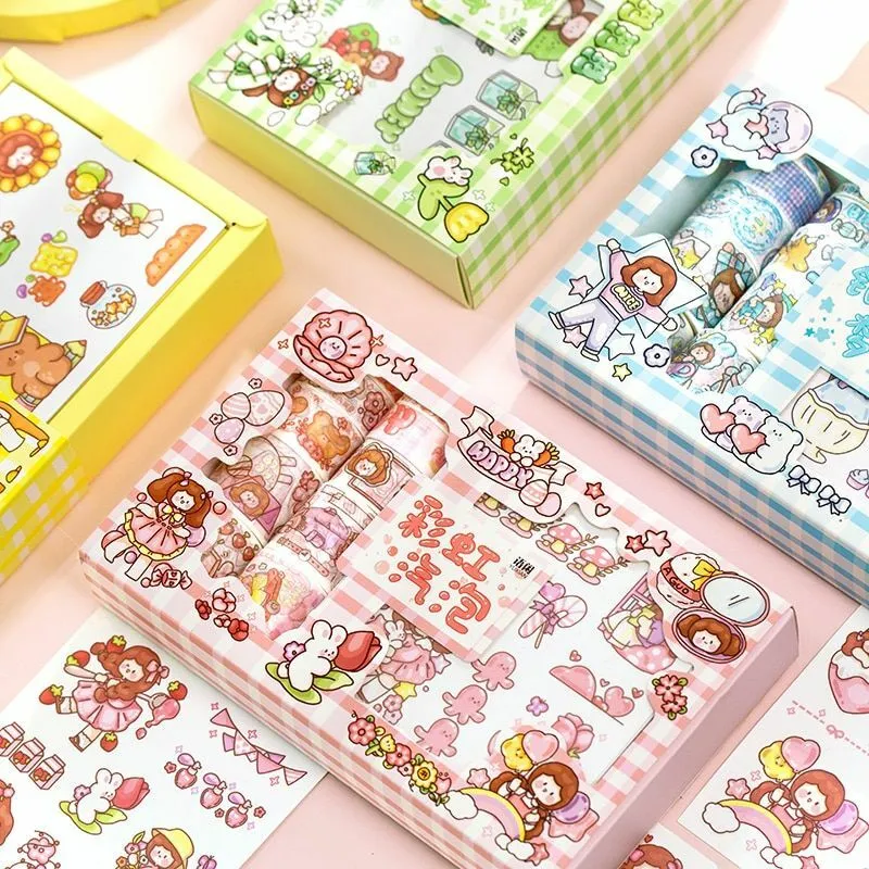20pcs/set Decorative Adhesive Washi Tapes Kawaii Characters Label Stickers  Scrap