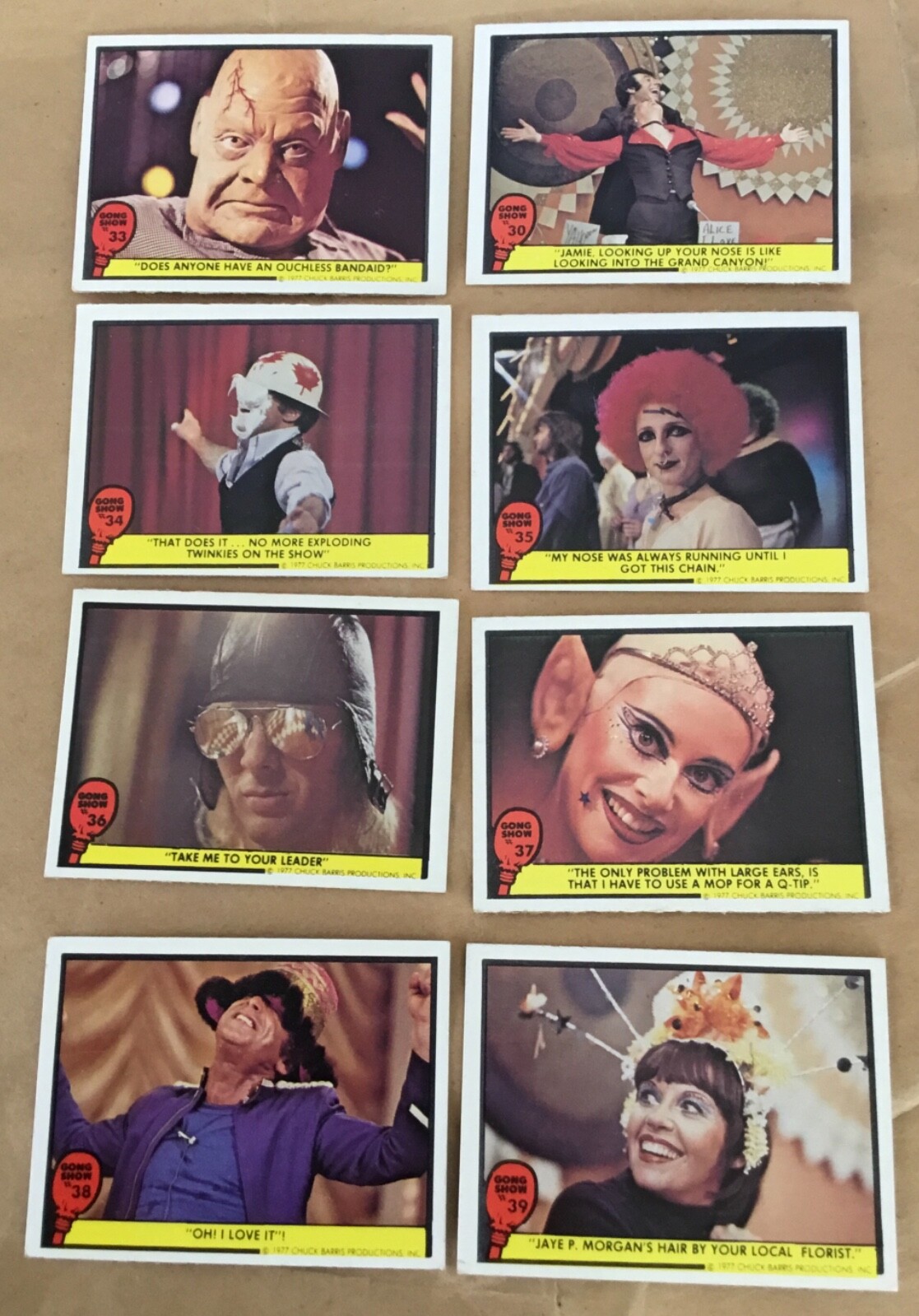 The Gong Show lot of 8 Fleer Trading Cards 1977 vintage cult TV Chuck