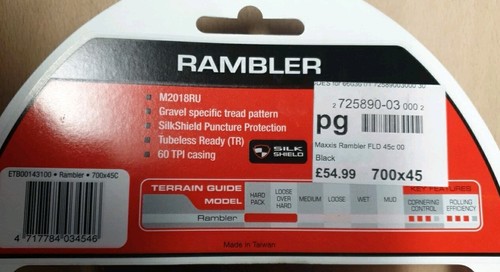 (CC) Maxxis Rambler 700 x 45c Folding Tyre, Silk Shield, Tubeless Ready, New - Picture 3 of 3