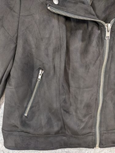 Philosophy Jacket WomensMedium Black Faux Stretch Suede Moto Full Zip Lined - Picture 3 of 12