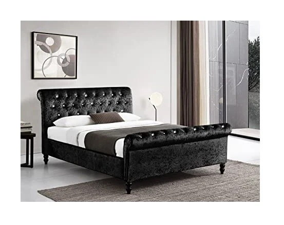 Black double sleigh bed deals