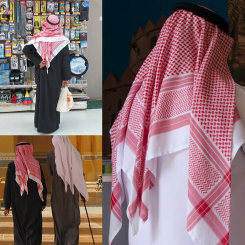 Muslim Men Plaid Print Headscarf Arab Dubai Turban Neck Wrap Arabia5