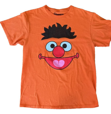 Disney The Muppets Elmo's Face Size Adult Large Orange 100% Cotton T-Shirt ELMO
