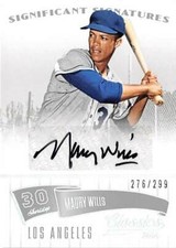 Maury Wills autographed baseball card 2014 Classics #52 Black Certified 276/299